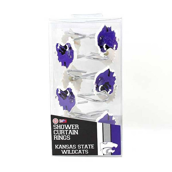 Kansas State Wildcats Shower Rings 12 pc Hooks NCAA Curtain Team Logo Bath Dorm - Picture 1 of 3
